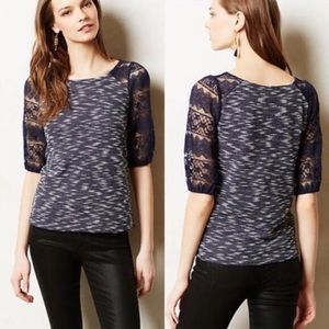 ANTHRO Postmark Blue Lace Top-Sm